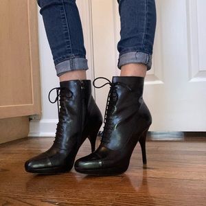 VIA SPIGA Vintage Stiletto Army Boots Black size 8